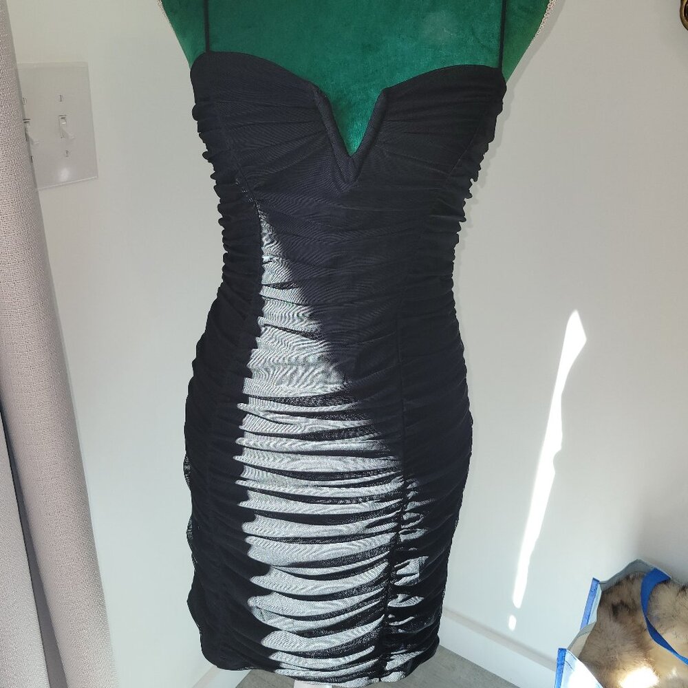 NWT Princess Polly Womens Reeva Mini Dress Size 8 Black Ruched